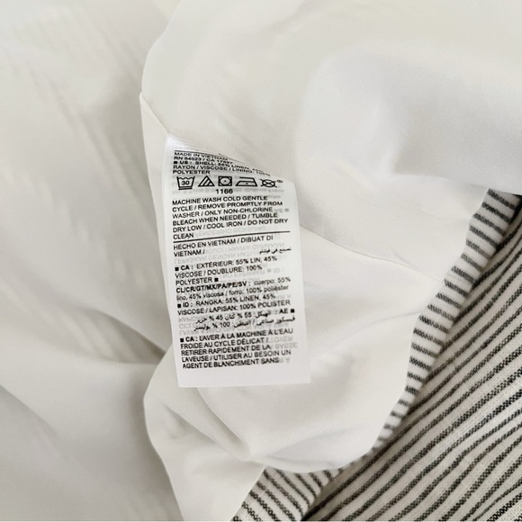 Old Navy Blazer Women's Size S Charcoal Stripe Double Breasted Linen Blend Coat - Picture 5 of 10